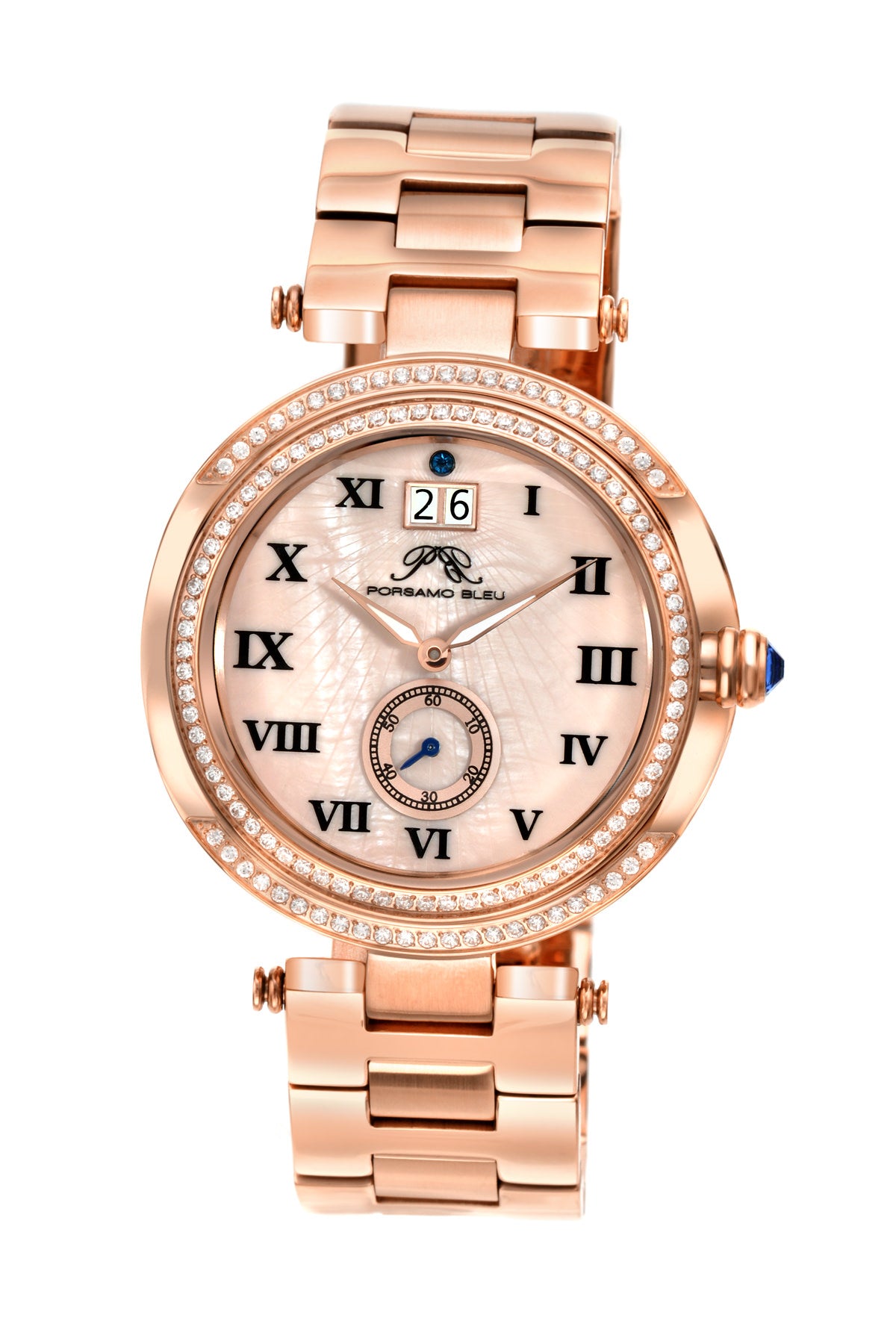 Porsamo Bleu South Sea Crystal luxury women's stainless steel watch, rose 104ASSC