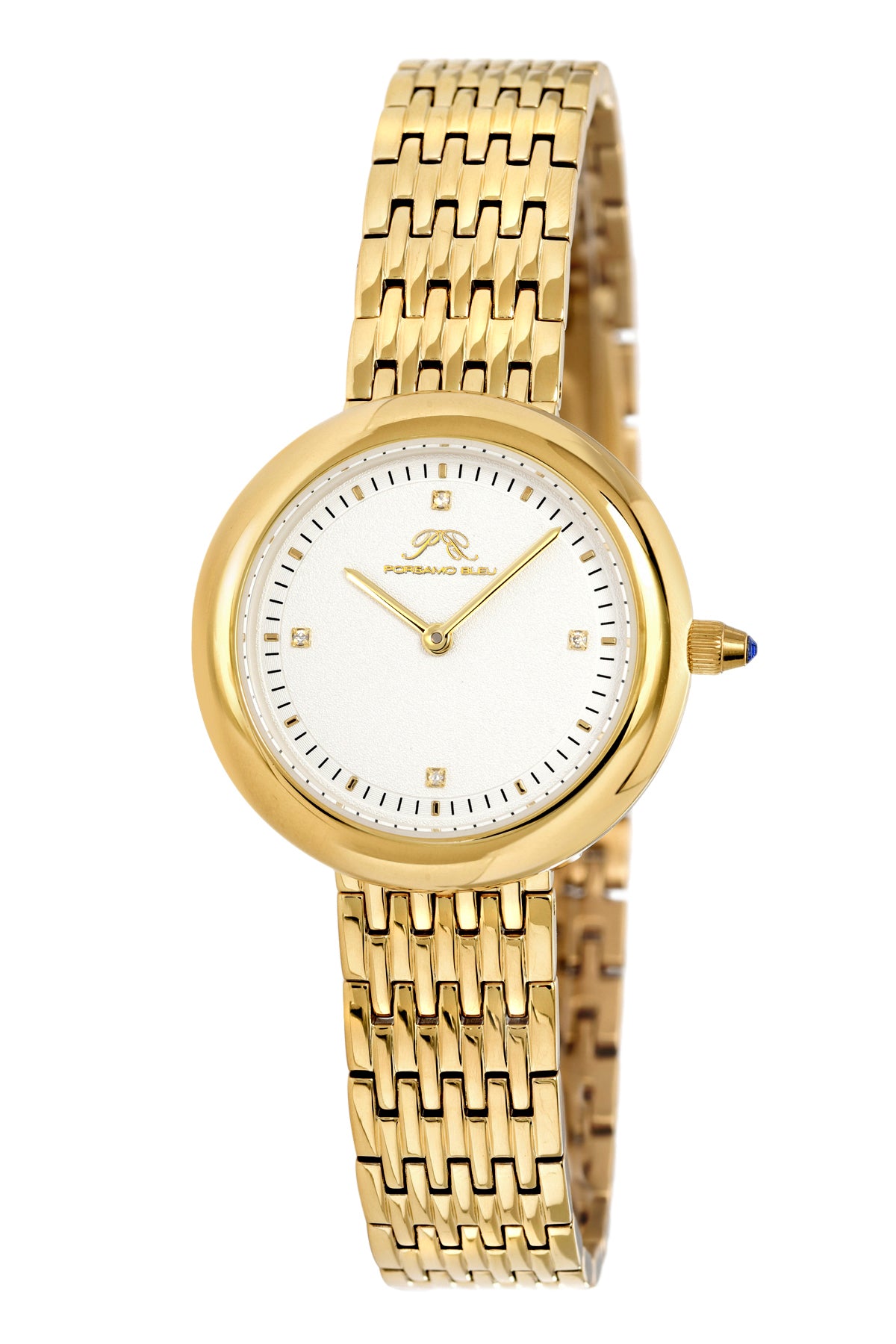 Porsamo Bleu Florentina Luxury Diamond Women's Stainless Steel Watch, White, Gold 901BFLS