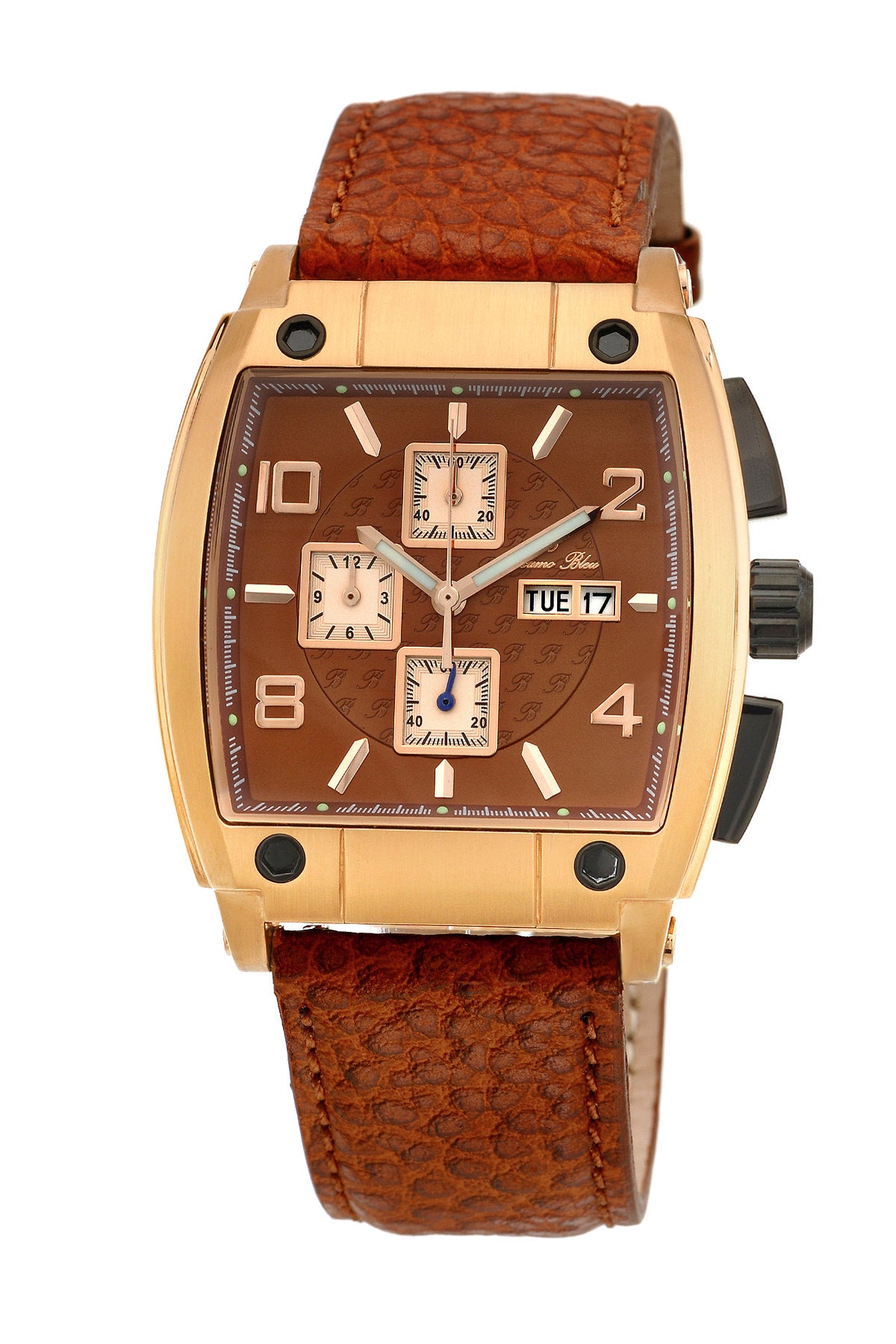 Porsamo Bleu London luxury chronograph men's watch, genuine leather band, rose, brown 142CLOL