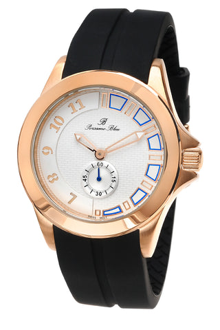 Porsamo Bleu Soho luxury men's watch, silicone strap, rose, black 044CSOR