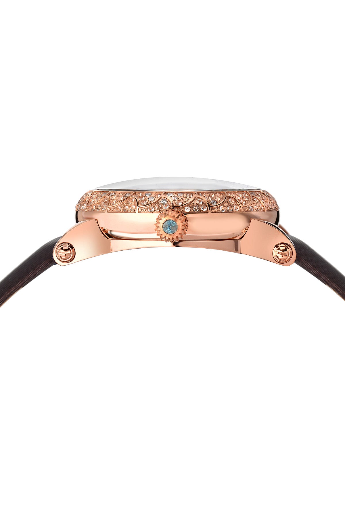 Porsamo Bleu Liza Luxury Automatic Topaz Women's Watch, Satin Leather Watch, Rose, Brown 691CLIL