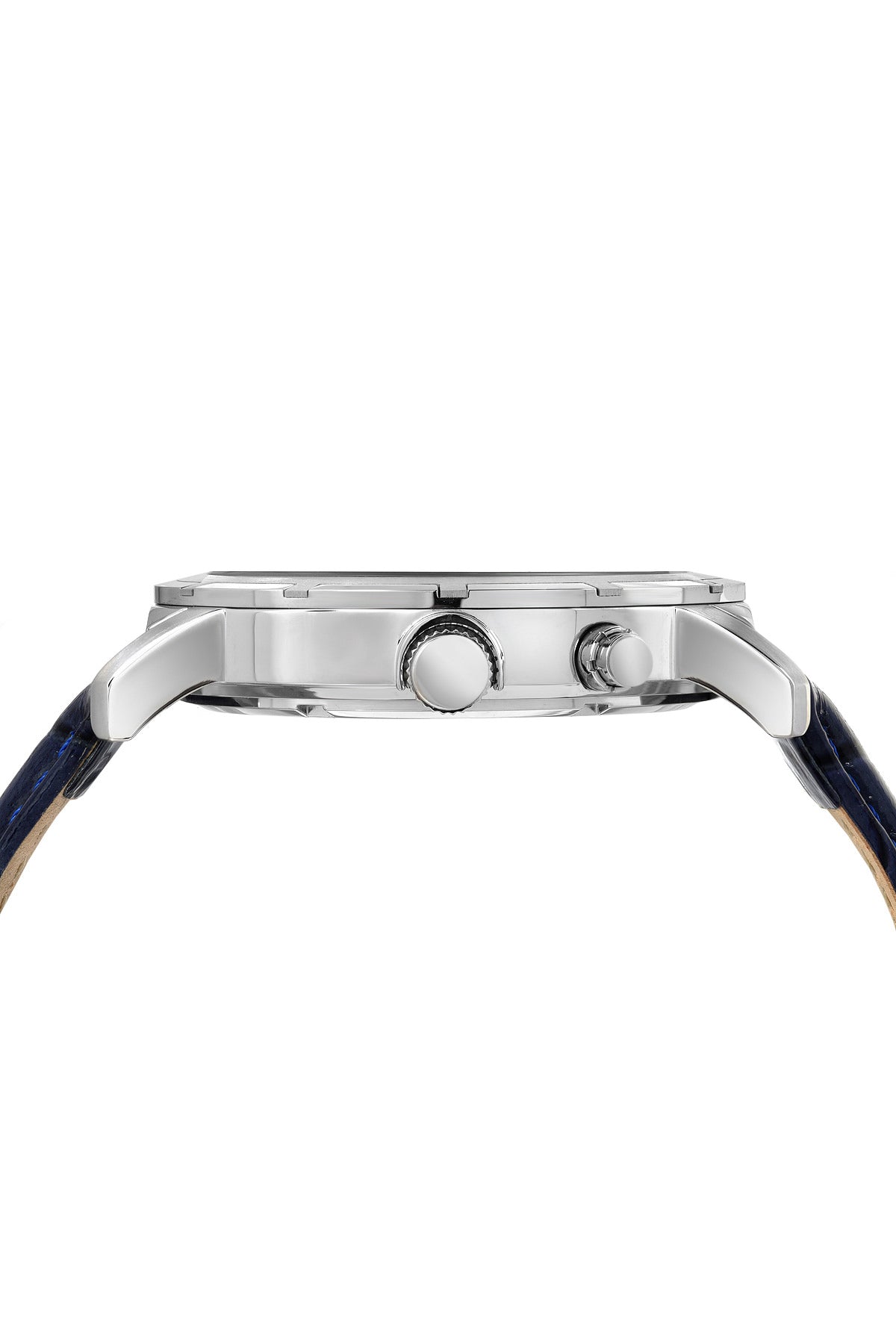 Porsamo Bleu NYC Moon Luxury Men's Watch, Genuine Leather Band, Silver, Blue 058ANYL
