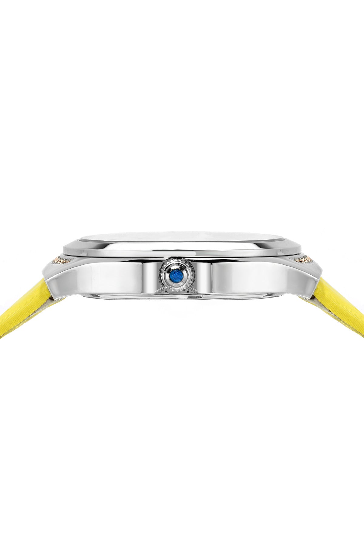Porsmao Bleu Carmen Luxury Women's Watch, Satin Covered Genuine Leather Band, Silver, Yellow 992DCAL