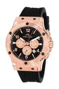 Porsamo Bleu Marcus Luxury Chronograph Men's Watch, Silicone Strap, Rose, Black 652CMAR