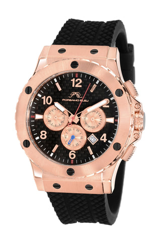 Porsamo Bleu Marcus luxury chronograph men's watch, silicone strap, rose, black 652CMAR