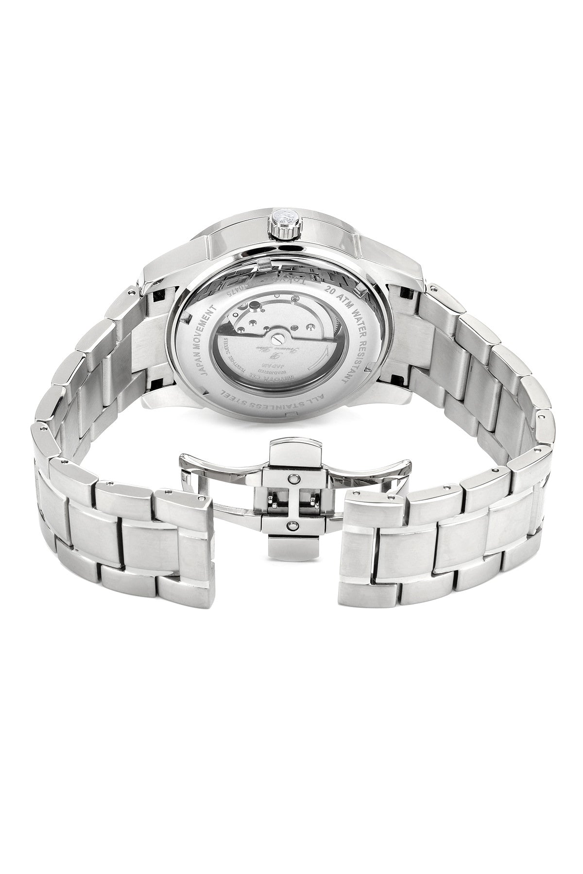 Porsamo Bleu Tokyo luxury Automatic men's stainless steel watch, silver, black 173ATOS