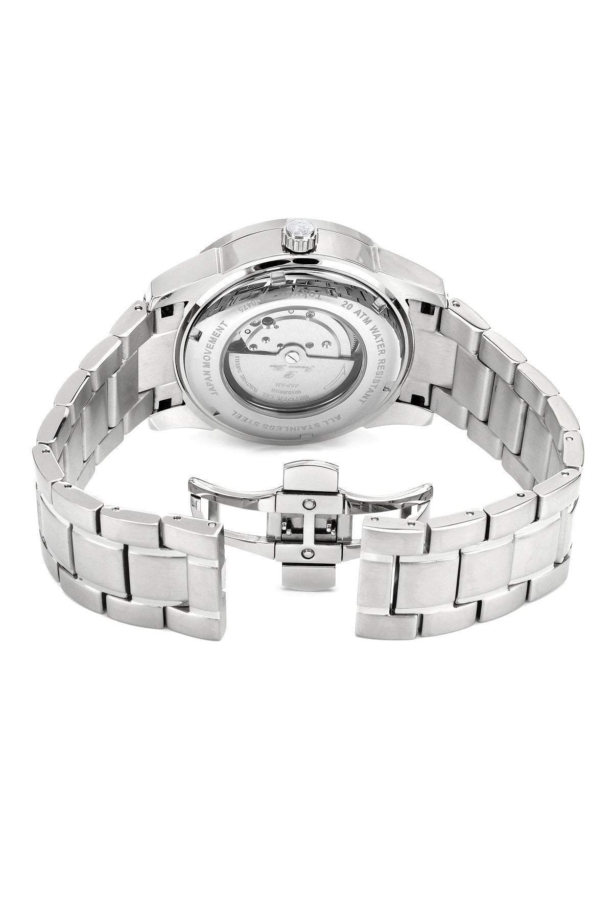 Porsamo Bleu Tokyo Luxury Automatic Men's Stainless Steel Watch, Silver, Black 173ATOS