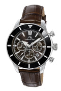 Porsamo Bleu Brandon Luxury Chronograph Men's Genuine Leather Band Watch, Silver, Black, Cognac 1012CBRL