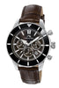 Porsamo Bleu Brandon luxury chronograph men's genuine leather band watch, silver, black, cognac 1012CBRL