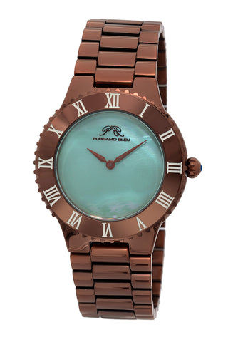 Porsamo Bleu Lexi luxury women's stainless steel watch, brown, blue 942DLES
