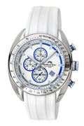 Porsamo Bleu Julien Luxury  Chronograph Men's Watch, Silicone Strap, White, Blue 275CJUS