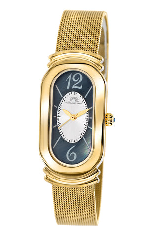 Porsamo Bleu Camille luxury women's stainless steel mesh bracelet watch, gold, black 971BCAS