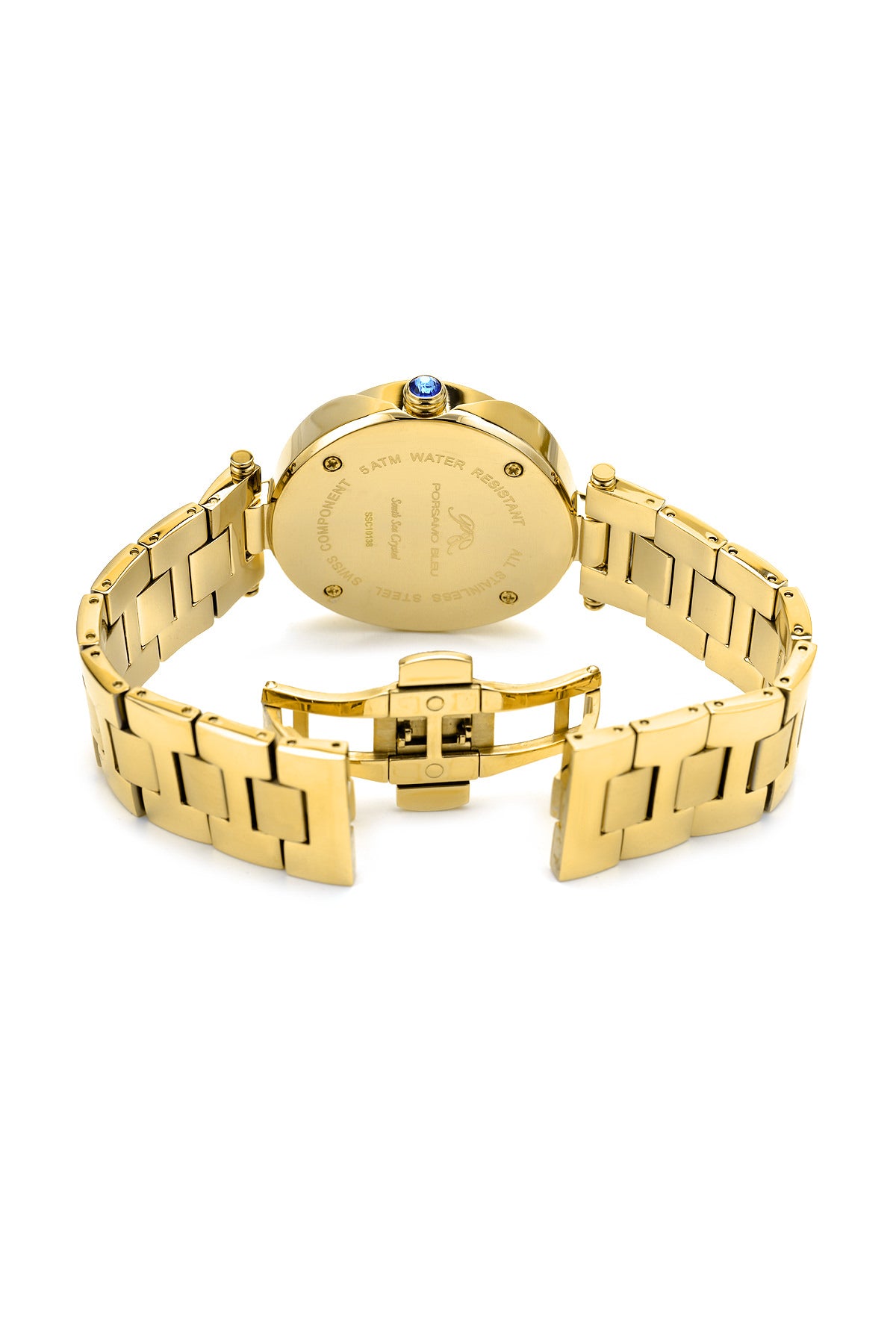 Porsamo Bleu South Sea Crystal luxury women's stainless steel watch, gold 104CSSC