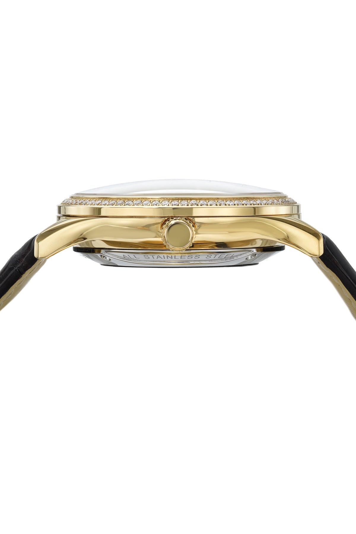 Porsamo Bleu Tourbillon 2023 Luxury Automatic Diamond Men's Watch, Alligator Band, Gold, White, Brown 661CTBL