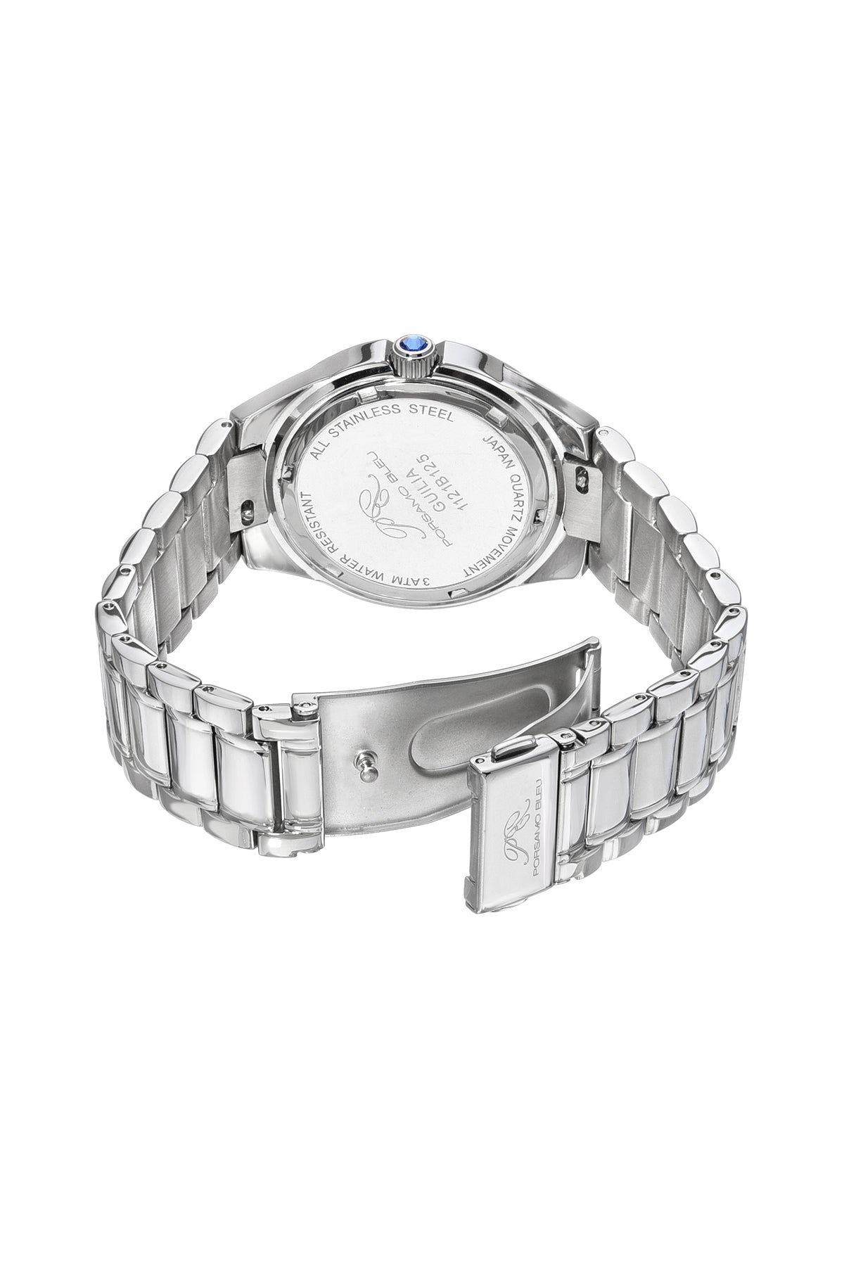 Porsamo Bleu Guilia Luxury Women's Stainless Steel Watch, Interchangeable Band,S Silver, White, Baby Blue 1121BGUS