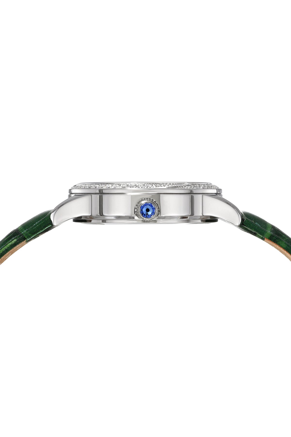 Porsamo Bleu Ruby Luxury Women's Genuine Leather Band Watch, Silver, Green 1142DRUL