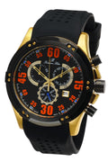 Porsamo Bleu Cancun Luxury Chronograph Men's Watch, Silicone Strap, Gold, Black 063CCAR