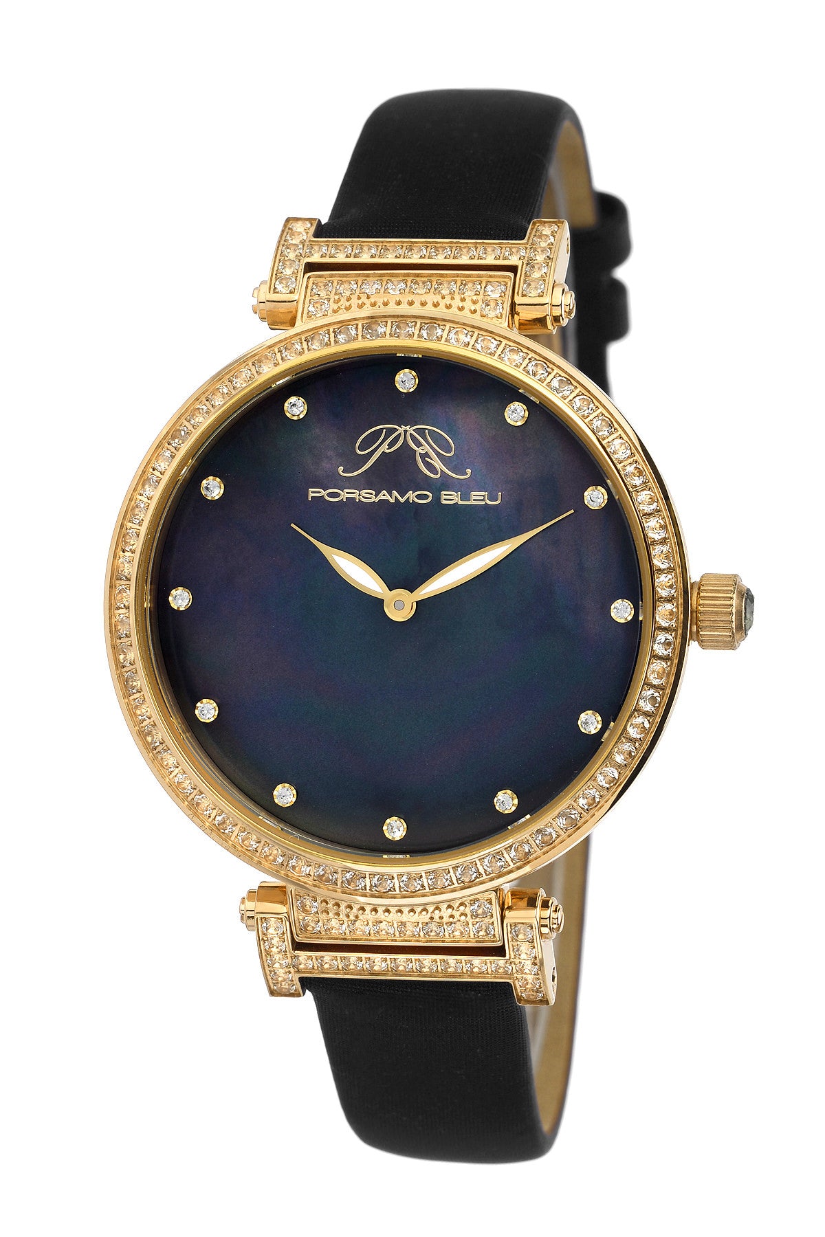 Porsamo Bleu Chantal Luxury Topaz Womens Watch Satin Covered Genuine L