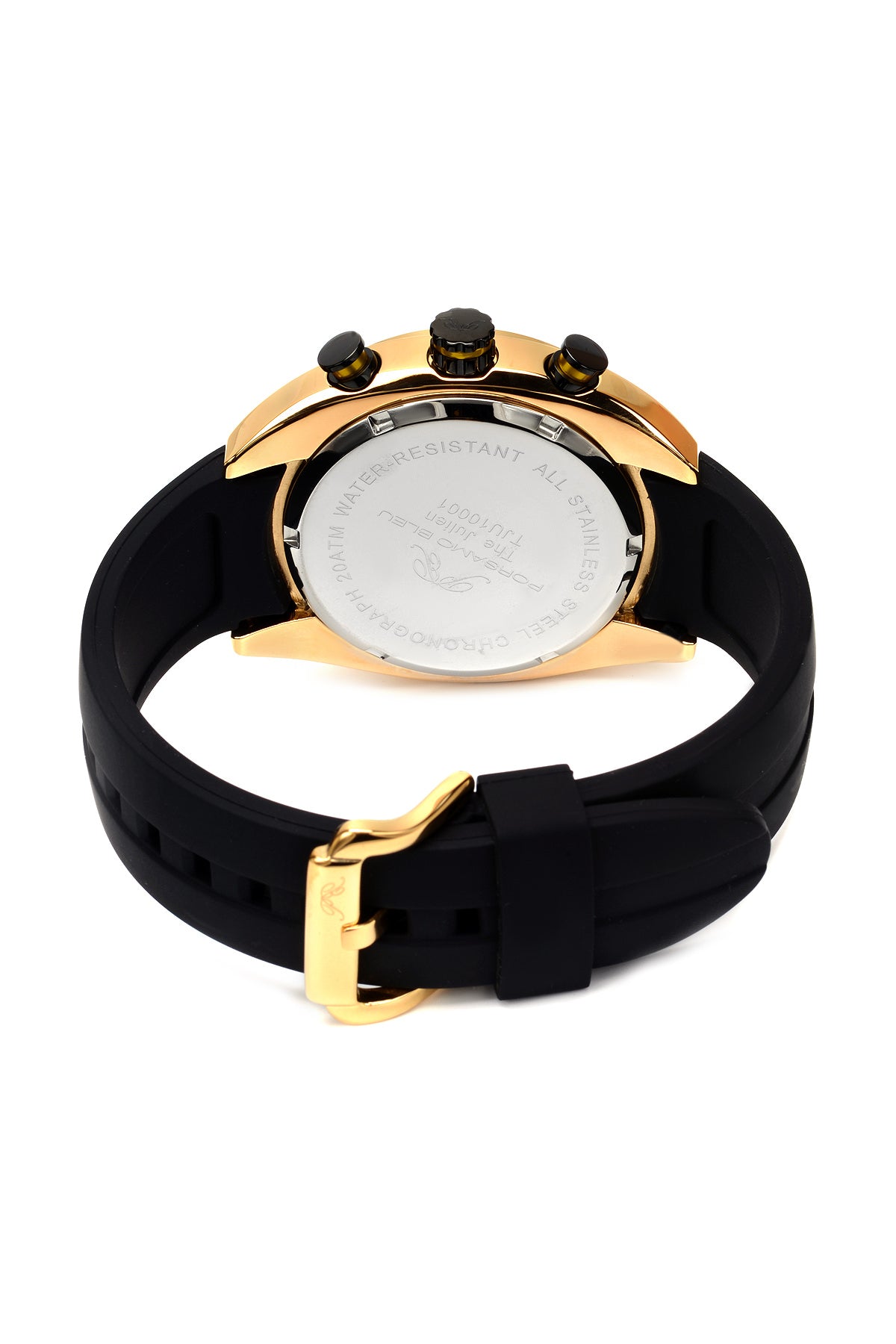 Porsamo Bleu Julien Luxury  Chronograph Men's Watch, Silicone Strap, Gold, Black 275BJUS