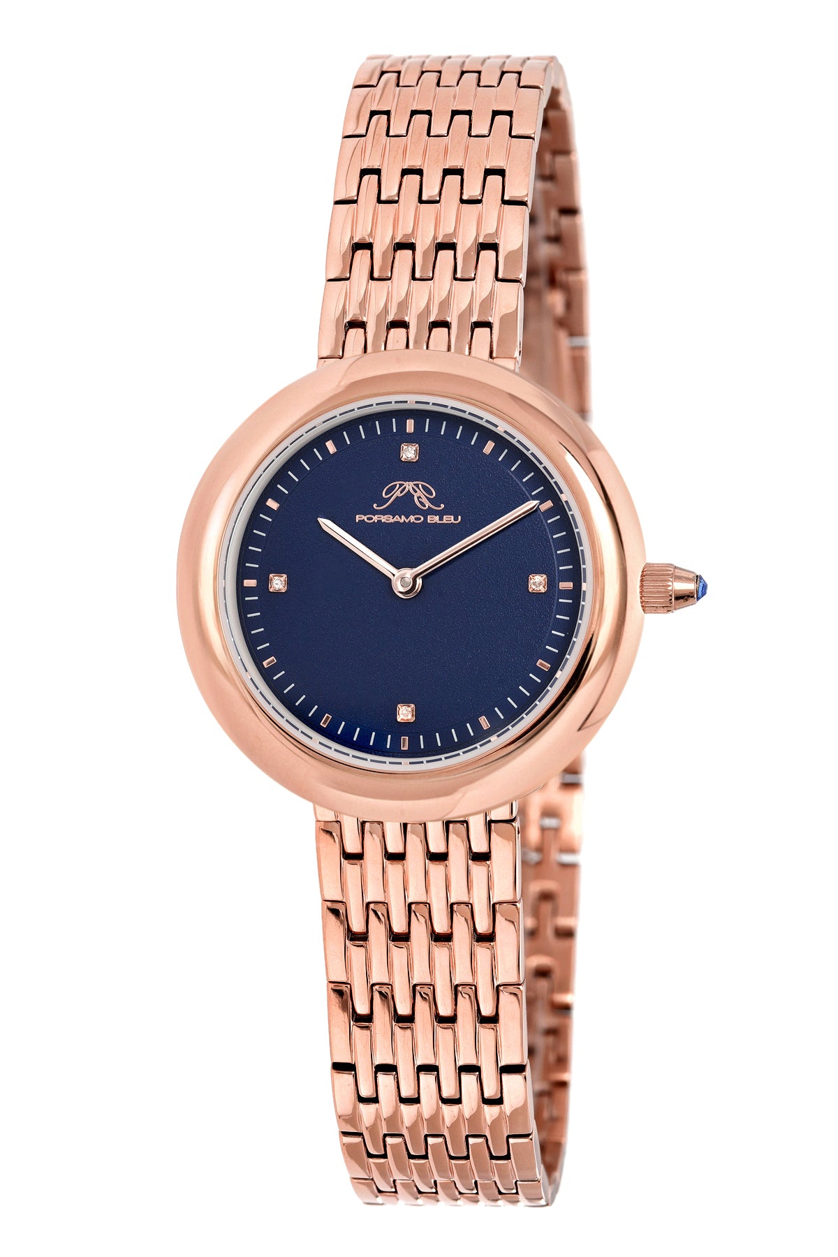 Porsamo Bleu Florentina Luxury Diamond Women's Stainless Steel Watch, Blue, Rose 902CFLS