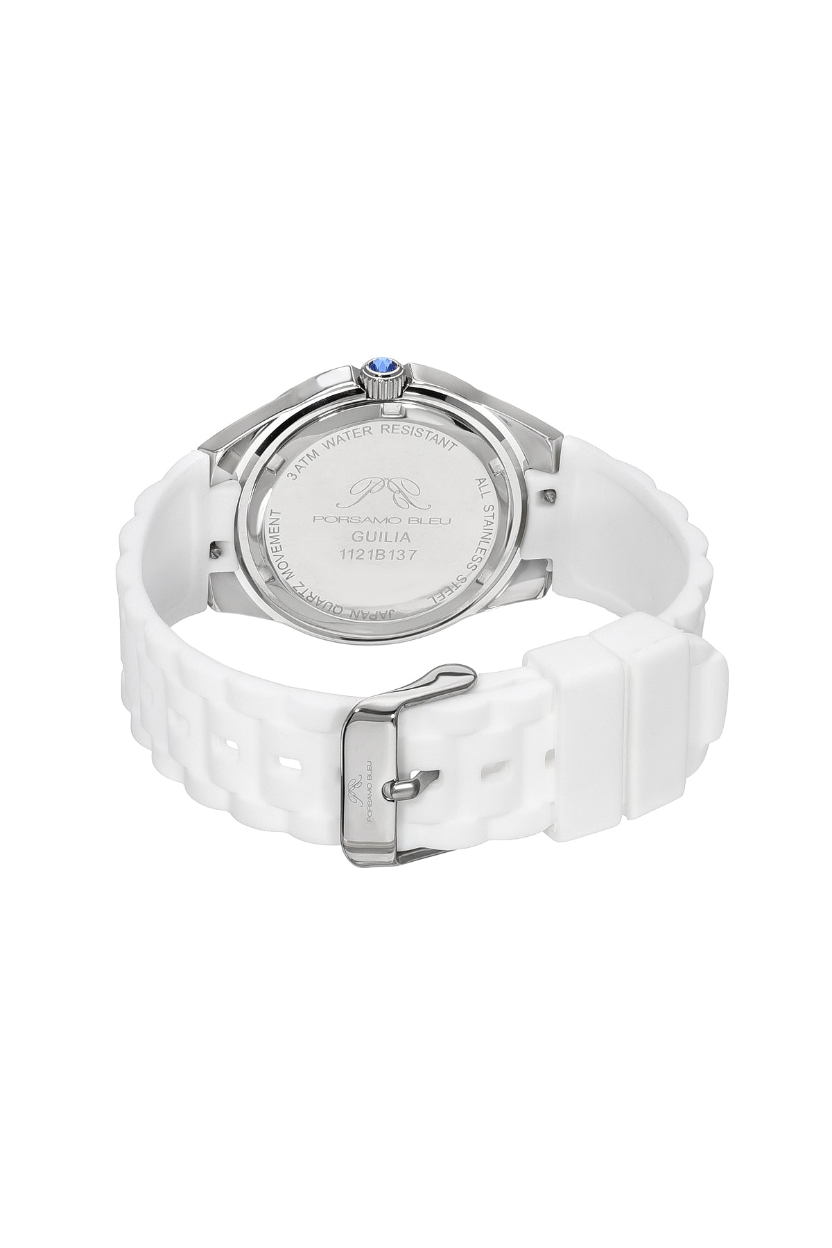Porsamo Bleu Guilia Luxury Women's Stainless Steel Watch, Interchangeable Band,S Silver, White, Baby Blue 1121BGUS