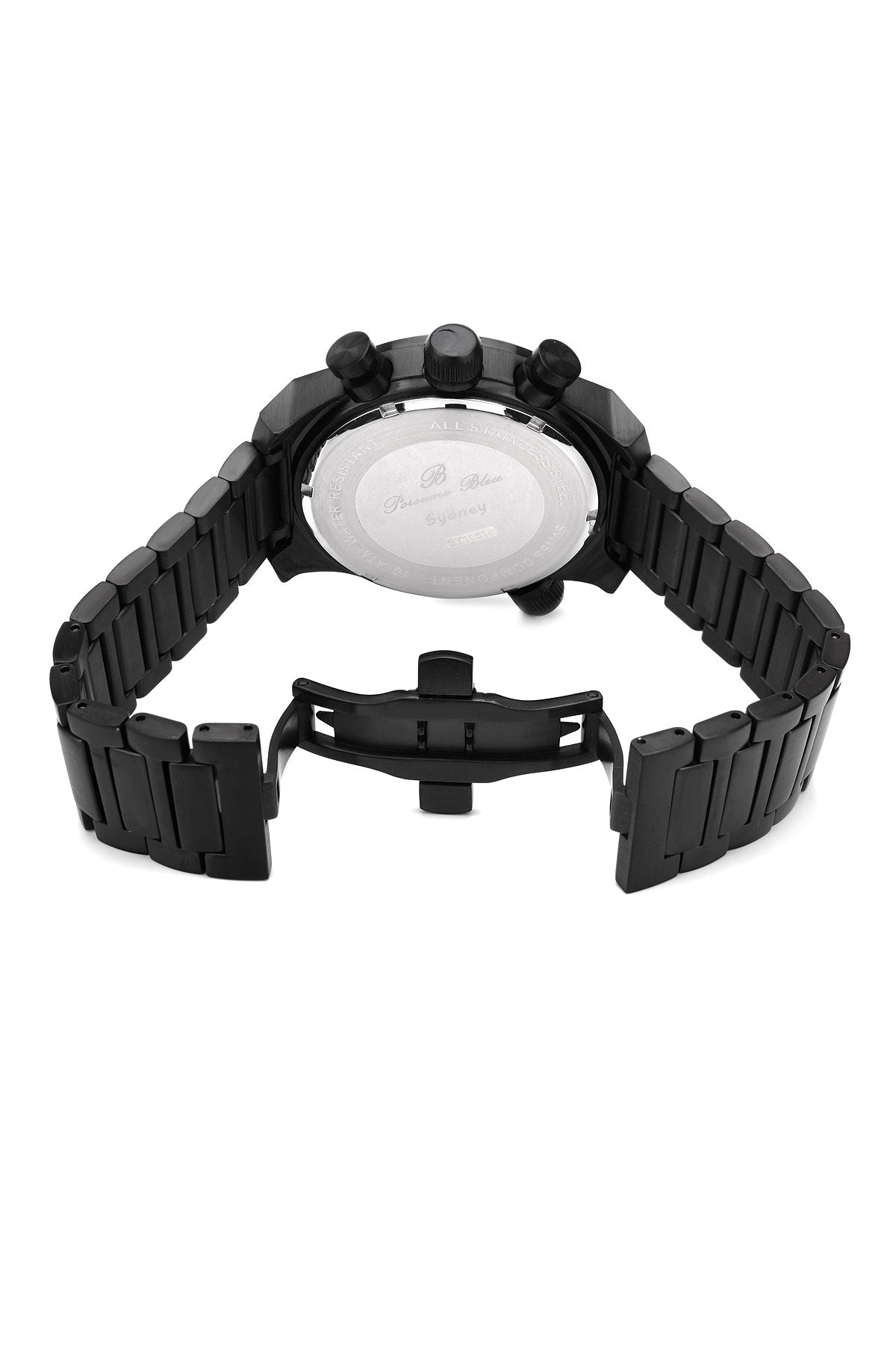 Porsamo Bleu Sydney luxury men's stainless steel watch, black 163CSYS