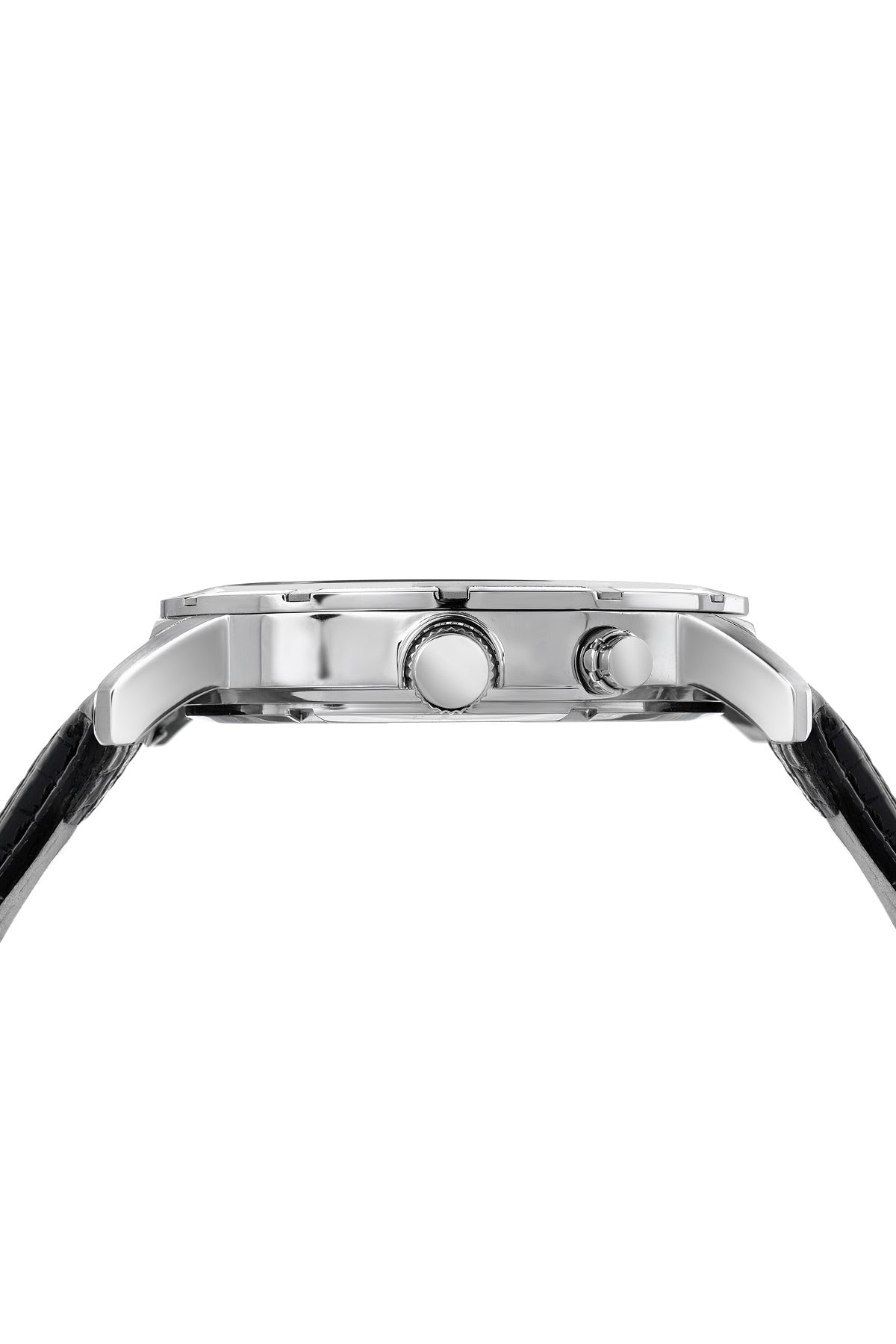 Porsamo Bleu NYC Moon Luxury Men's Watch, Genuine Leather Band, Silver, Black 057ANYL