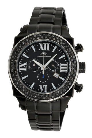 Porsamo Bleu Milan G Noir luxury chronograph men's stainless steel watch, black 073BMIS