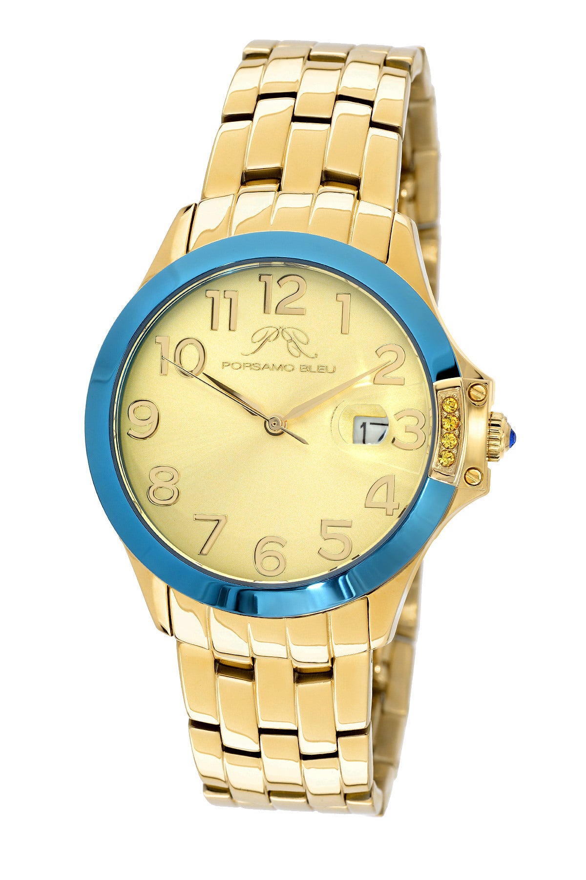 Porsamo Bleu Olivia luxury women's stainless steel watch, gold, blue 982BOLS
