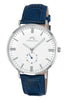 Porsamo Bleu Henry luxury men's watch, genuine leather band, silver, blue, white 841BHEL