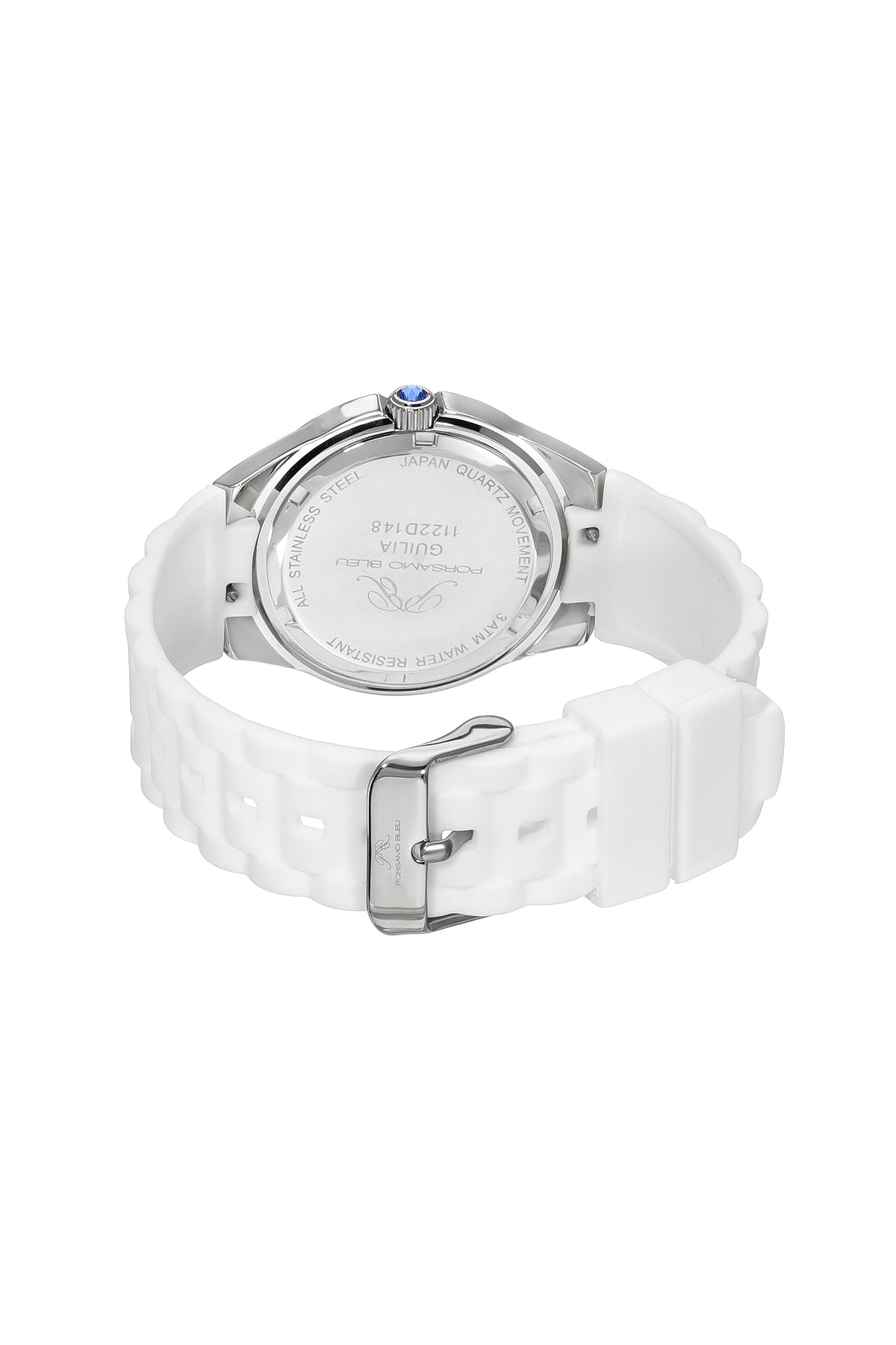 Porsamo Bleu Guilia Luxury Women's Silicone Strap Watch, Interchangeable Bands, Silver, White, Lime Green 1122DGUR