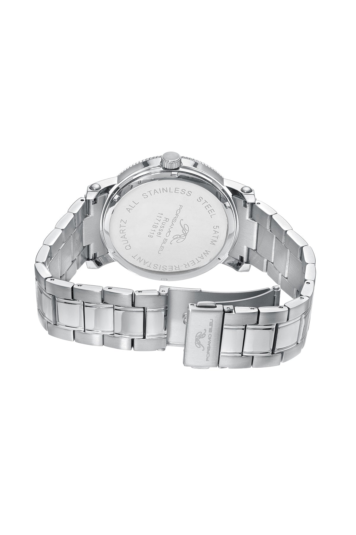 Porsamo Bleu Russel Luxury Multi Function Men's Stainless Steel Watch, Silver, Blue 1171BRUS