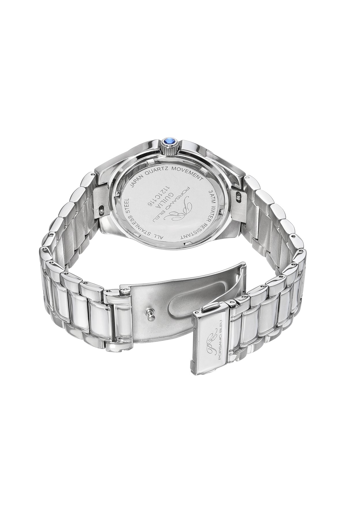 Porsamo Bleu Guilia Luxury Women's Stainless Steel Watch, Interchangeable Bands, Silver, White, Baby Pink 1121CGUS