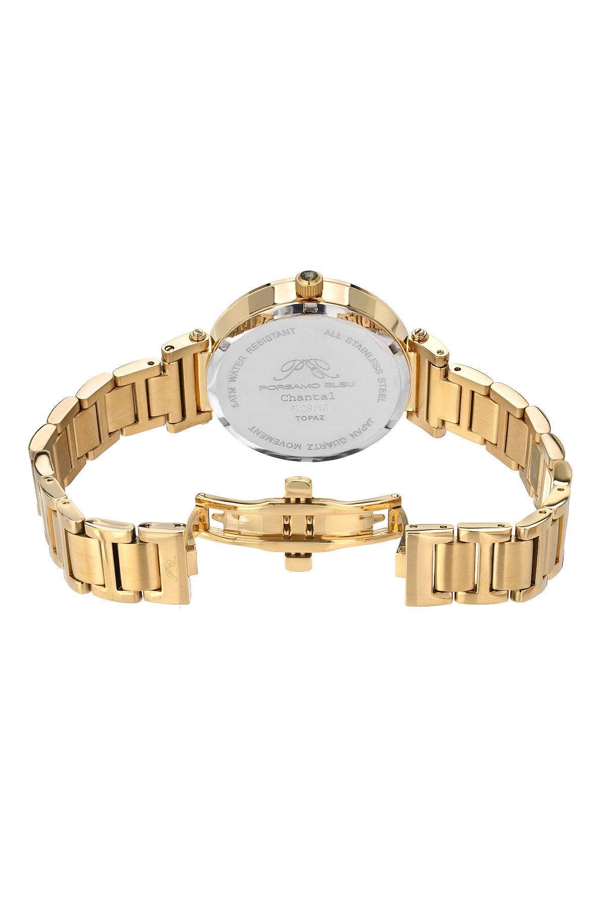 Porsamo Bleu Chantal Luxury Topaz Women's Stainless Steel Watch, Gold, Black 672BCHS