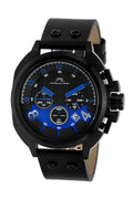 Porsamo Bleu Connor Luxury Chronograph Men's Watch, Genuine Leather Band, Black, Blue 421ACOL