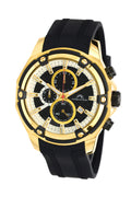 Porsamo Bleu Stavros Luxury Chronograph Men's Watch, Silicone Strap, Gold, Black 482ASTR