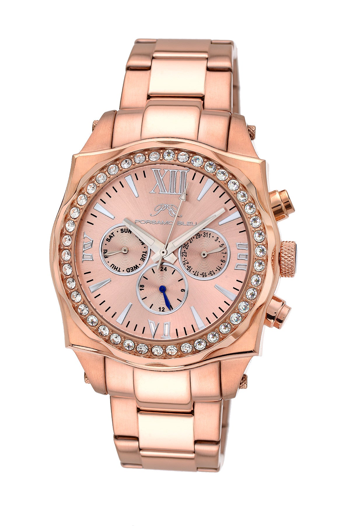Porsamo Bleu Milan Crystal luxury women's stainless steel watch, Swarovski® crystals, rose, 038BMCS