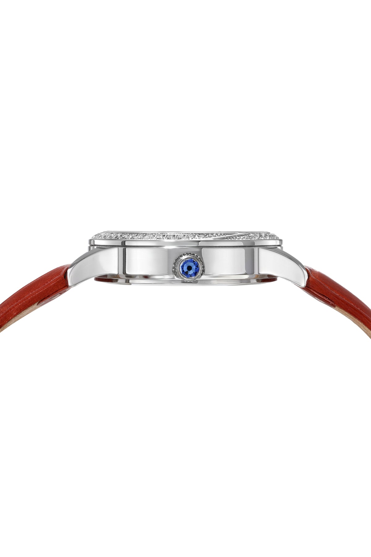 Porsamo Bleu Ruby Luxury Women's Genuine Leather Band Watch, Silver, Red 1142CRUL