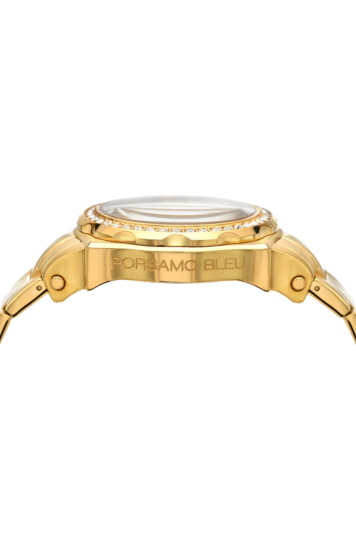 Porsamo Bleu Milan Crystal luxury women's stainless steel watch, Swarovski® crystals, gold, white, 037BMCS