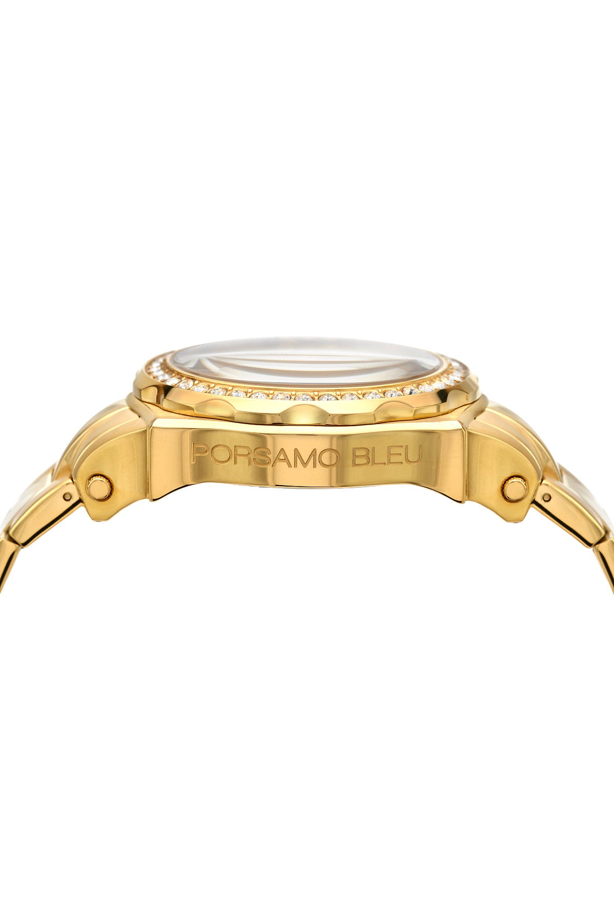 Porsamo Bleu Milan Crystal Luxury Women's Stainless Steel Watch, Swarovski® Crystals, Gold, White, 037BMCS