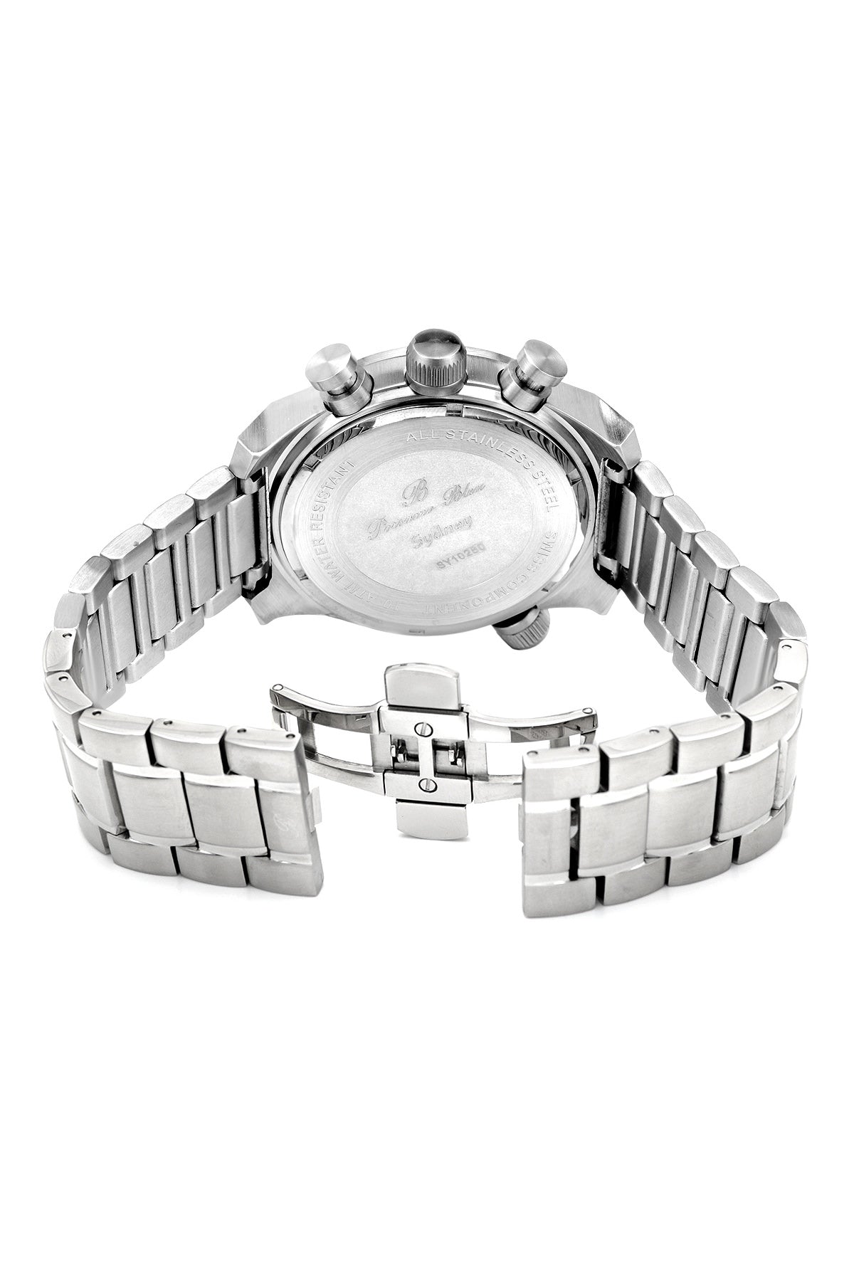 Porsamo Bleu Sydney Luxury Men's Stainless Steel Watch, Silver, Black 163ASYS