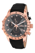 Porsamo Bleu Aiden Luxury Chronograph Men's Watch, Genuine Leather Band, Rose, Black 362CAIL