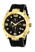 Porsamo Bleu Ethan Luxury Chronograph Men's Watch, Silicone Strap, Gold, Black 412AETR