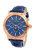 Porsamo Bleu NYC Moon Luxury Men's Watch, Genuine Leather Band, Rose, Blue 058CNYL