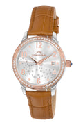 Porsamo Bleu Ruby Luxury Women's Genuine Leather Band Watch, Silver, Rose 1141DRUL