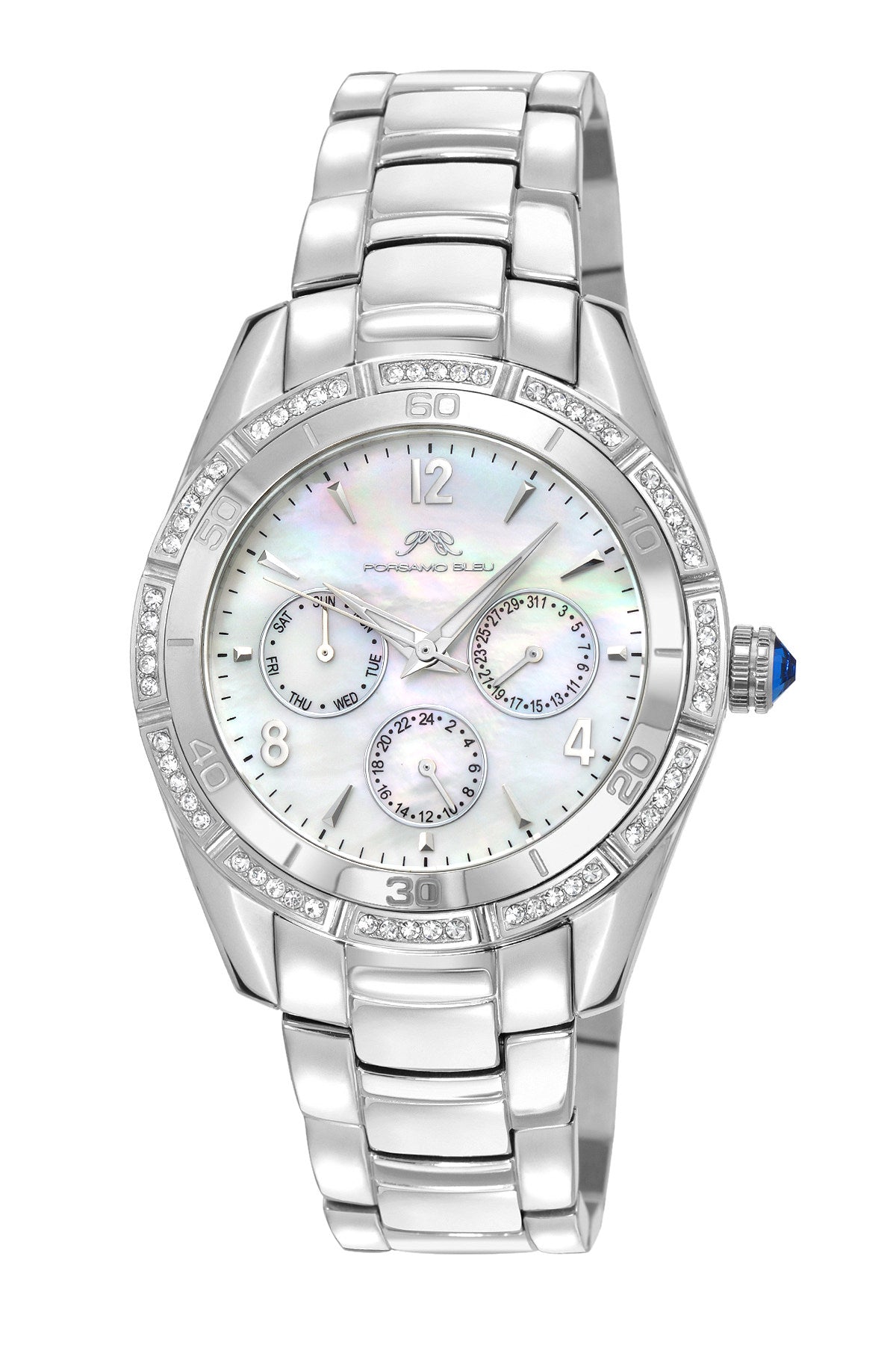Porsamo Bleu Valentina luxury women's stainless steel watch, silver, white 541AVAS