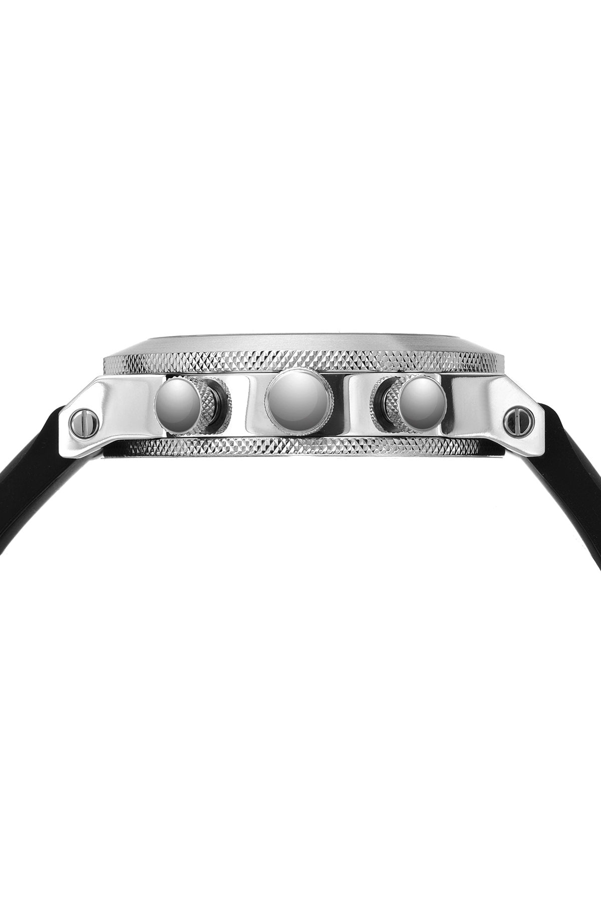 Porsamo Bleu Finley Luxury Chronograph Men's Watch, Silicone Strap, Silver, Black 401BFIR