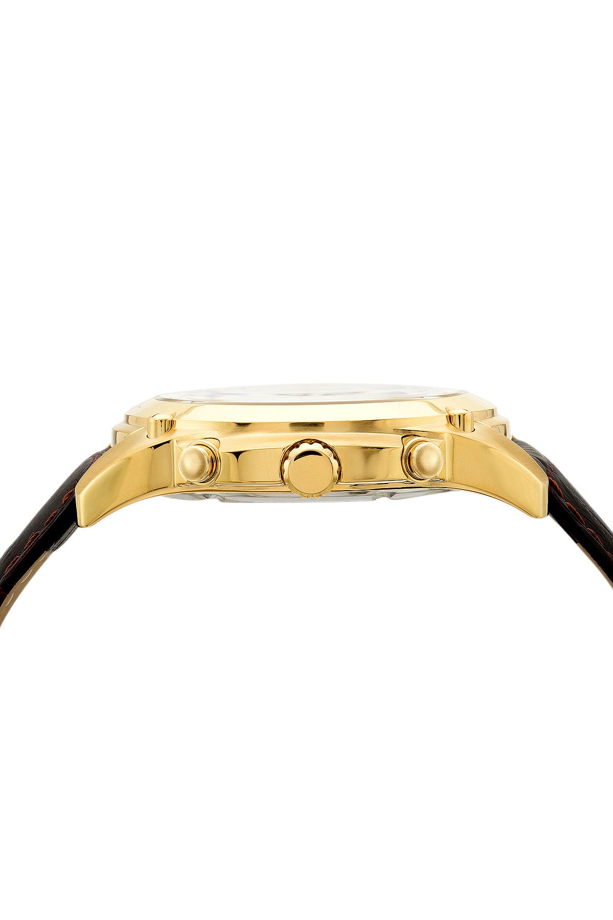 Porsamo Bleu Nathan luxury chronograph men's watch, genuine leather band, gold, brown 641BNAL