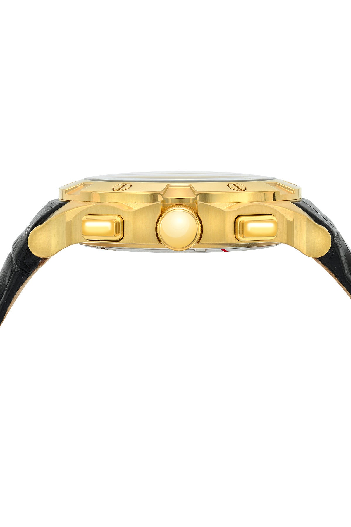 Porsamo Bleu George luxury chronograph men's watch, genuine leather band, gold, black 341DGEL