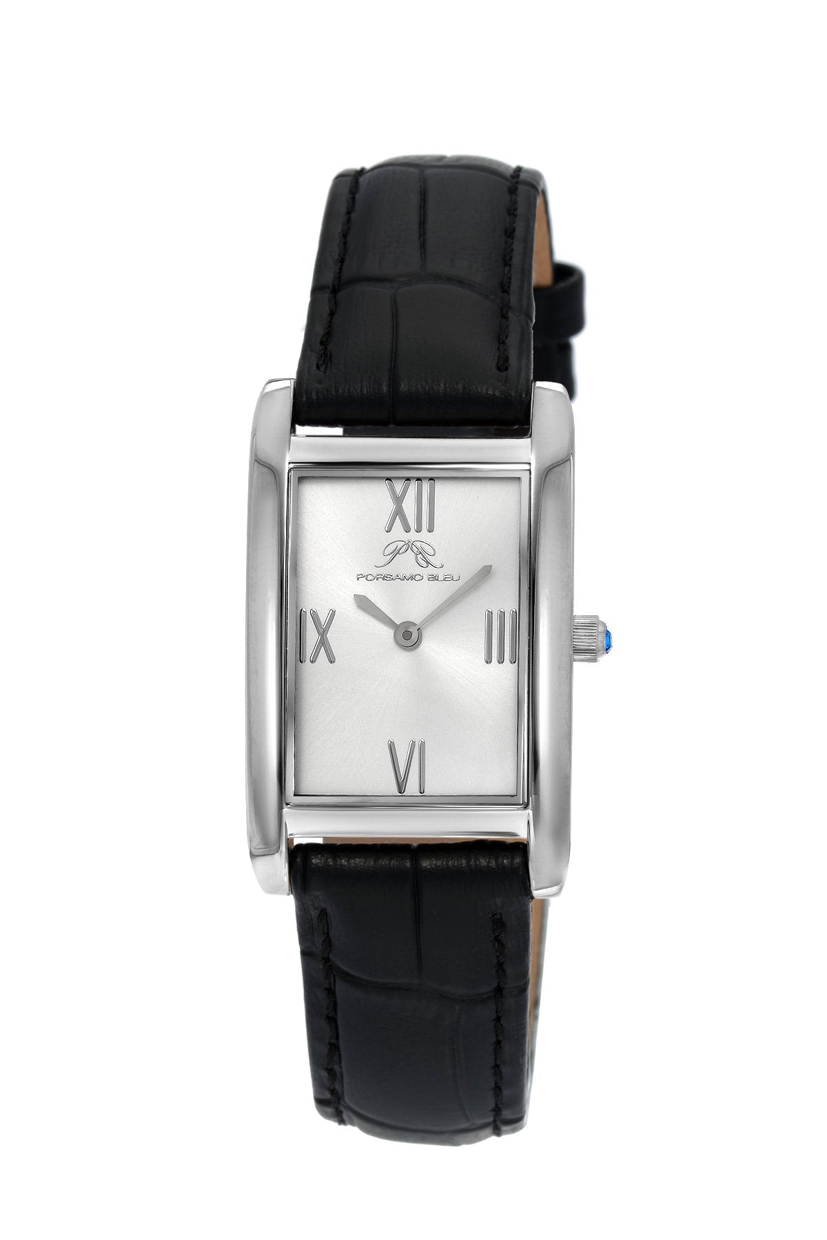 Porsamo Bleu Karla Luxury Womens Stainless Steel Watch Interchangeable Bands, Silver, Black 961AKAS